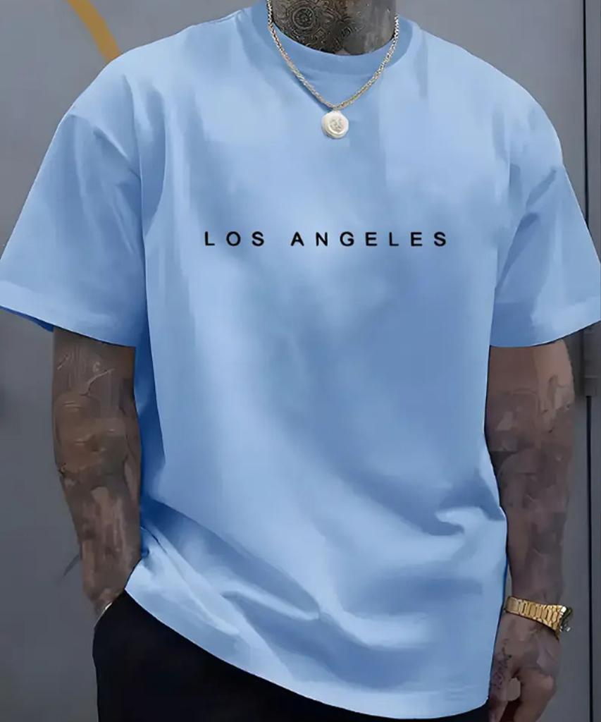 Herr mode trend bokstavstryckt kortärmad T-shirt, sommar bekväm avslappnad topp mångsidig ren bomull kortärmad skjorta