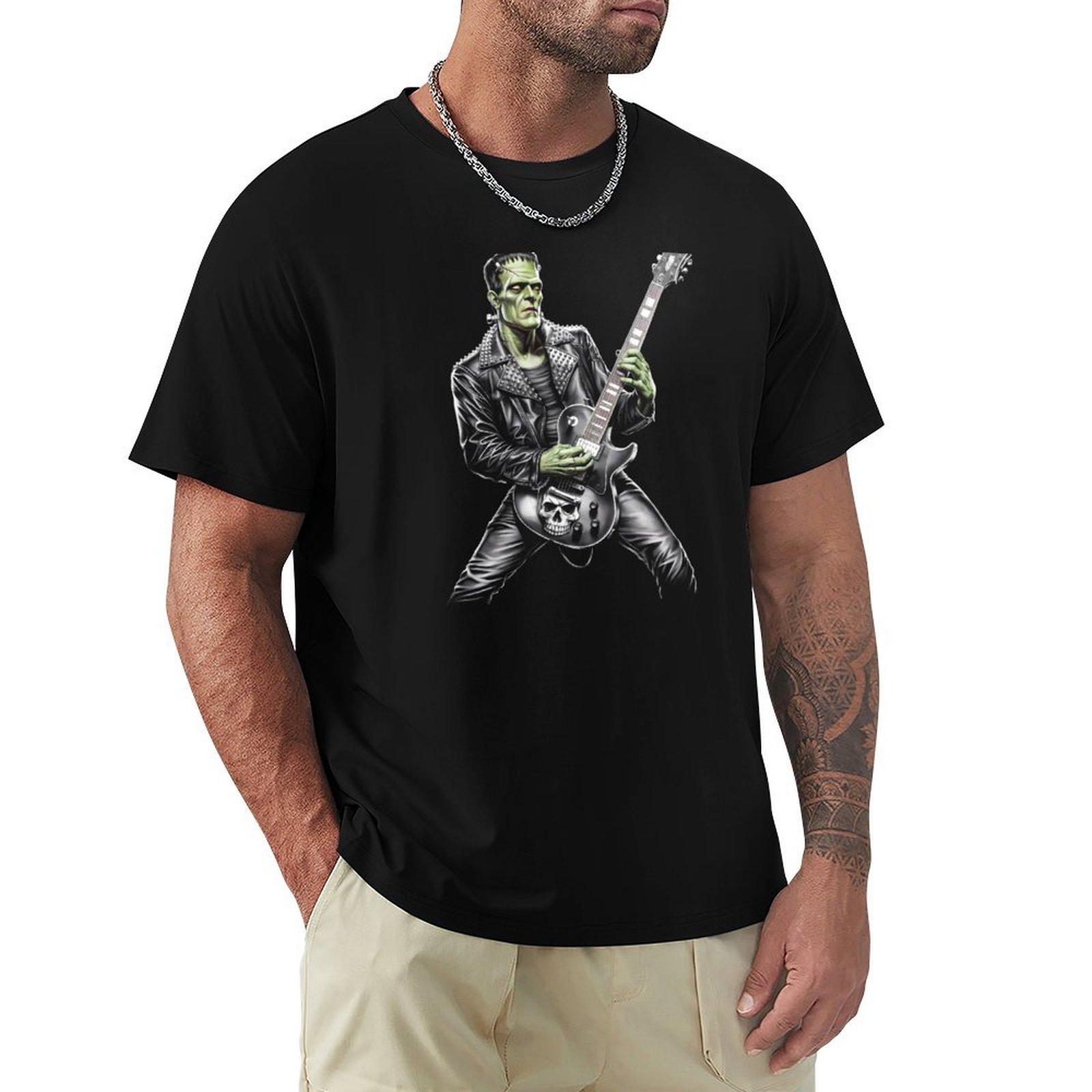 

Frankenstein Playing Guitar Player Rock Music TShirt summer shirt shirts graphic men tshirt 4XL