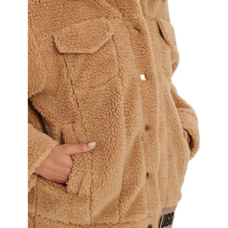 UGG Jednobarevná s klopami Jednořadé S dlouhým rukávem Dámské bundy Světle hnědá 1113951-CAM