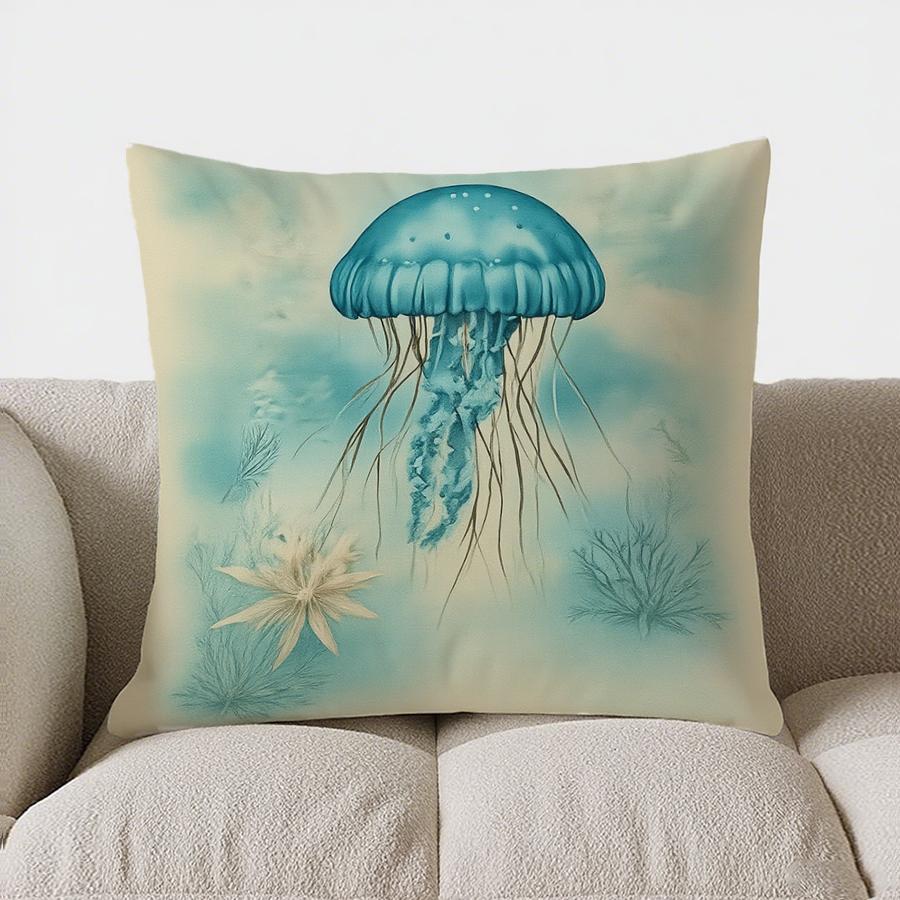Home Decor Aquatic Jellyfish Design Pillow For Home Decor Pattern Cushion Cover Suitable For Sofa Bedroom Car Pillow Cover
