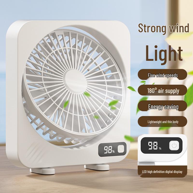 Rechargeable Silent Desktop Fan with Digital Display - Portable and Strong Wind Fan for Tabletop Use