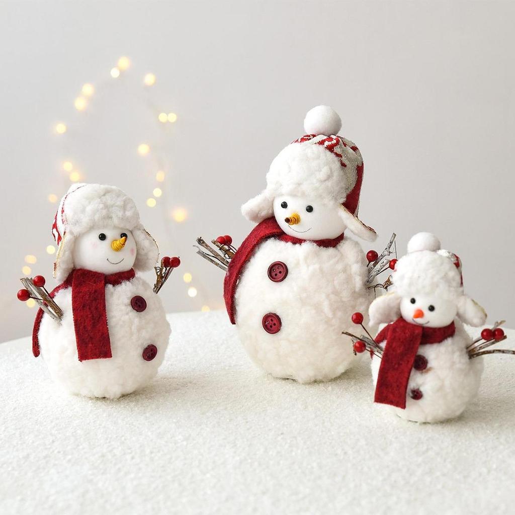 Christmas Snowman Table Decoration Cute Foam Cloth Ornament for Room Decor and Holiday Centerpiece