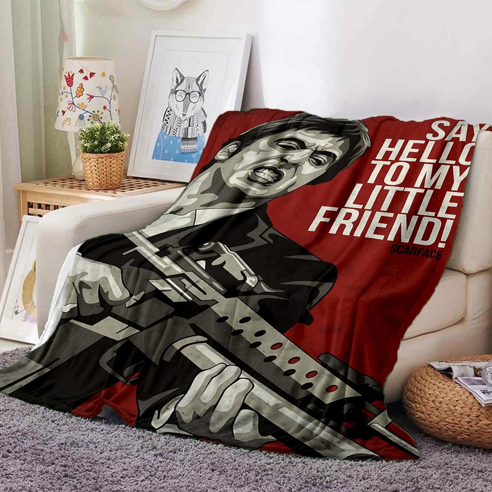 

1pc Say Hello To My Little Friend Soft Warm Throw for Home, Office, Trave, All-Season Cozy Bedding Gift, Office Cozy Accessory 1140 80cmx120cm(31inx47in)