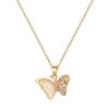 Necklace Earrings Set Light Luxury Full Of Diamonds Pink Butterfly Personality Temperament Banquet Earrings Item Group