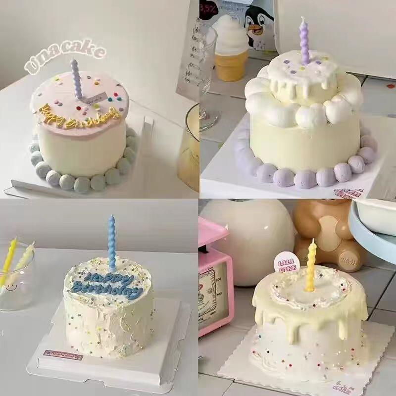 Macaron Curved Thread Candle Twist Wax Creative Baking Cake Decoration Birthday DIY Candle Dessert Decoration