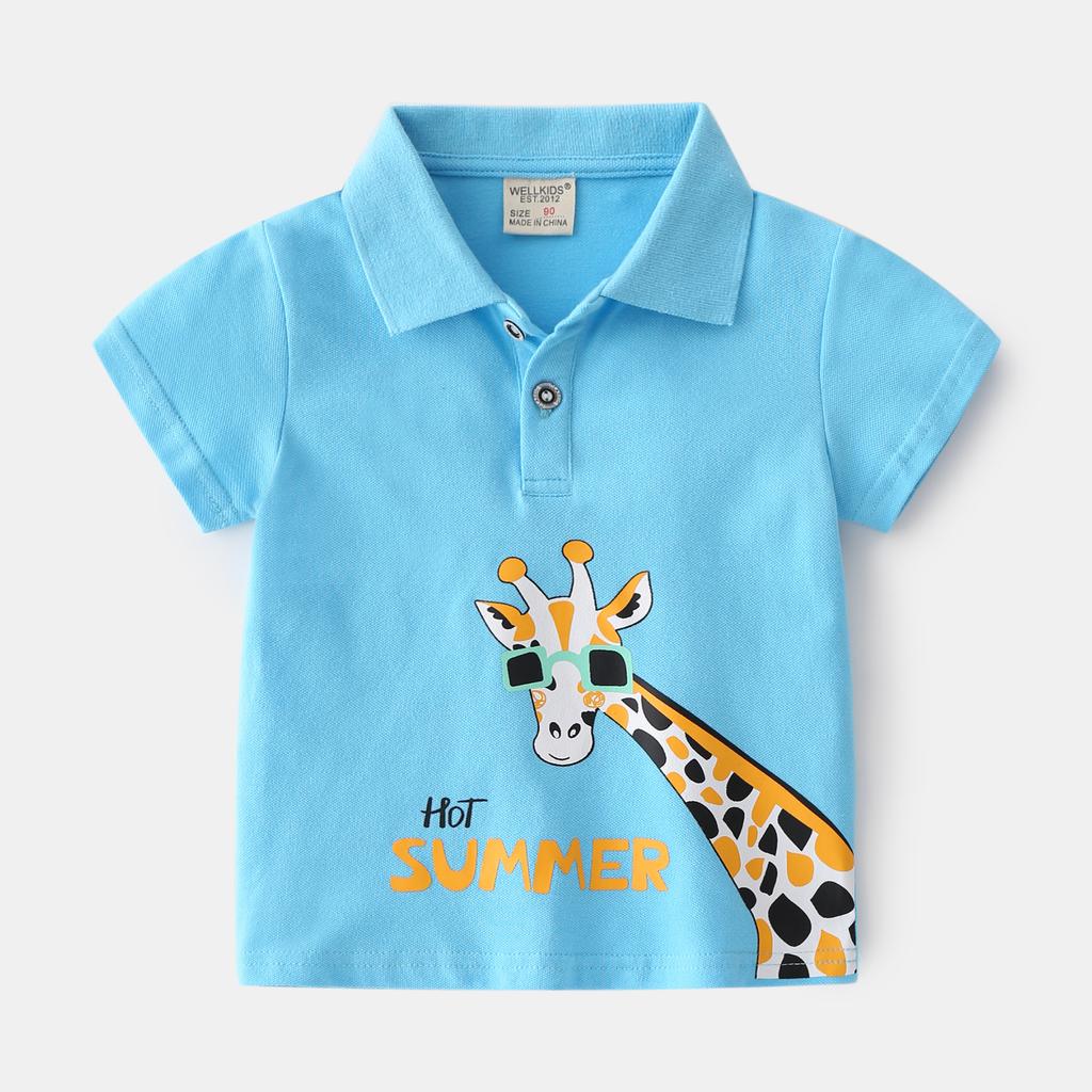 Boys Polo Shirt Short Sleeve Cotton Collared T Shirt Casual Summer Top for Kids