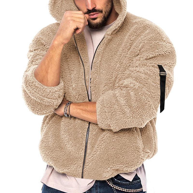Herre ny vinter vendbar Arctic fleece casual jakke med hette og glidelås