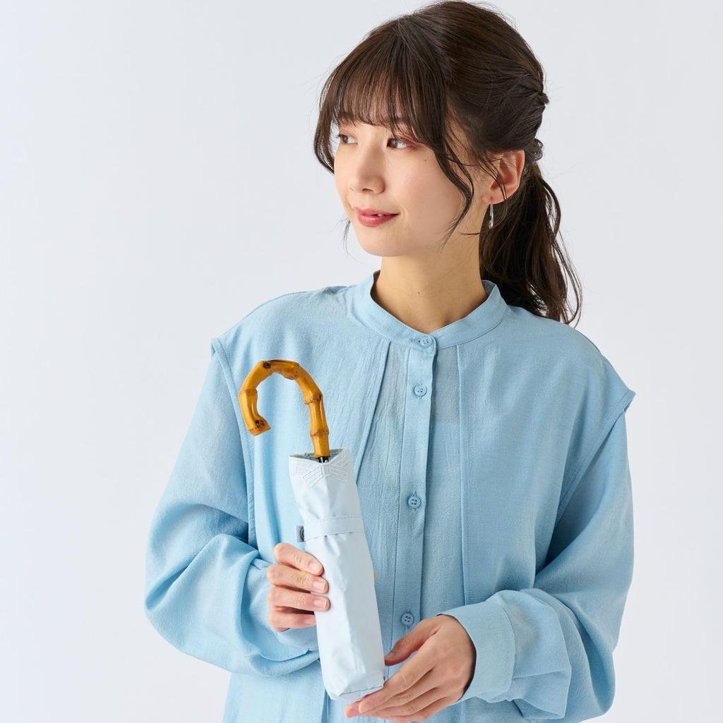 Moonbat Folding Umbrella for For Sun and Light Heat UV Mini Ribbon Blue [Esta] Parasol, Women, Rain, Blocking, Blocking, Protection, Scala,