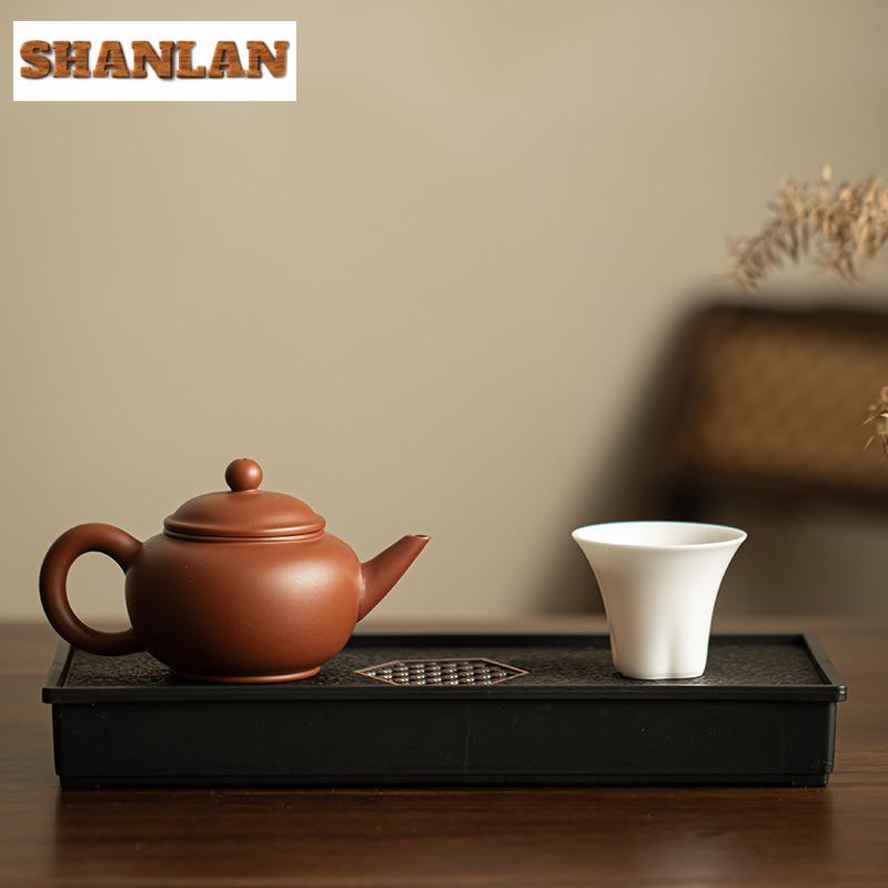 400ml Antique Ebony Porcelain Stone Small Tea Tray Rectangular Water Storage Dry Brew Table Tea Tray Tea Board Tea Ceremony