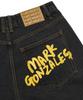 MARK GONZALES Back Pocket Graphic Oversized Denim Pants - Black