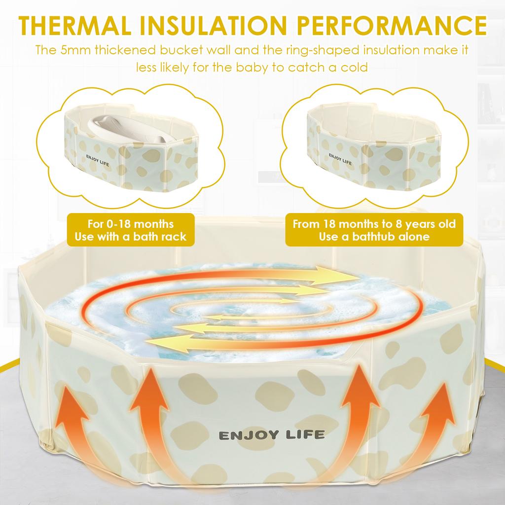 PVC Foldable Baby Bath Portable Bathtub Large Toddler Bathtub with Drain Valve Space Saving and Robust Paddling Pool for Home