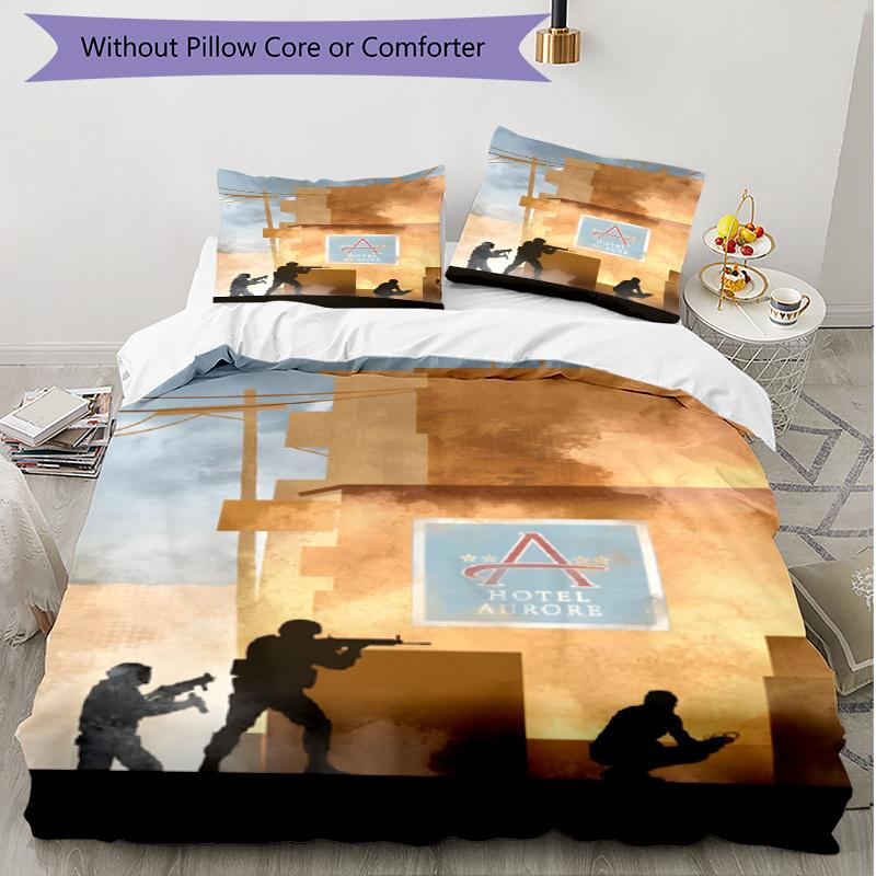 3pcs Duvet Cover Set (1*Duvet Cover + 2*Pillowcase, Without Core), Counter Strike Print Soft All‑Season Bedding Set, Home Bedroom Decor Gift