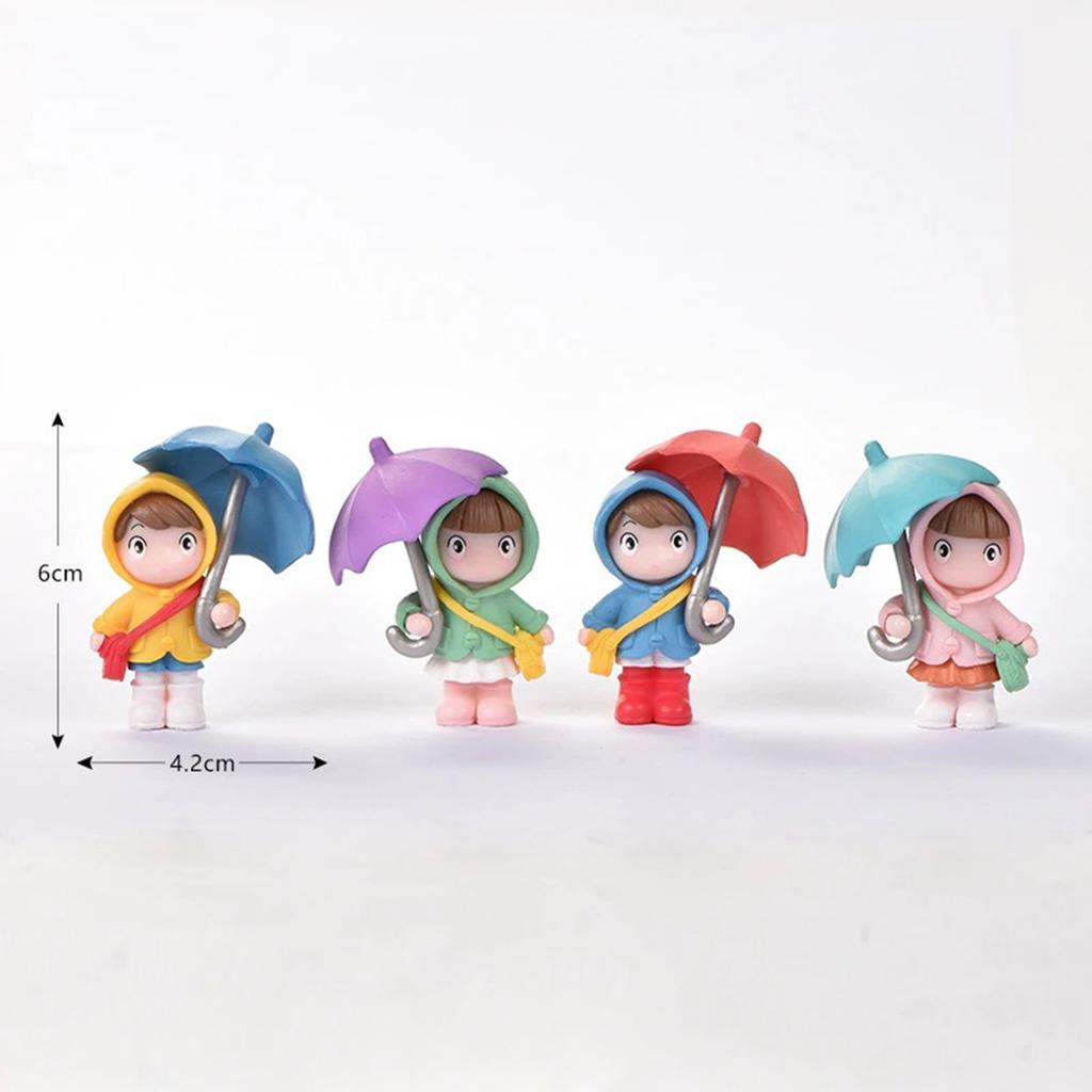 5Pcs Mini Girls Holding Umbrella Figurines Statues for Party Office Birthday Automotive Dashboard Center Console Decoration