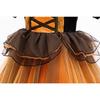 Girls Princess Dress Halloween Costume Cosplay Witch Dress Bubble Sleeve Pumpkin Mesh Tutu Children Princess Dress Mesh Skirt