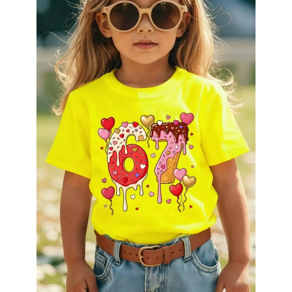 Six Seven 67 I Was 6 Now I'm 7 Print Children's T-shirt Cotton Casual Fashion Summer Kids Clothes Trendy Boys Girls Short Sleeve