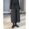 Johnature Black Padded High-waisted Vertical Skirts A-line Autumn Winter Casual Simple All Match Warm Loose Women Skirt