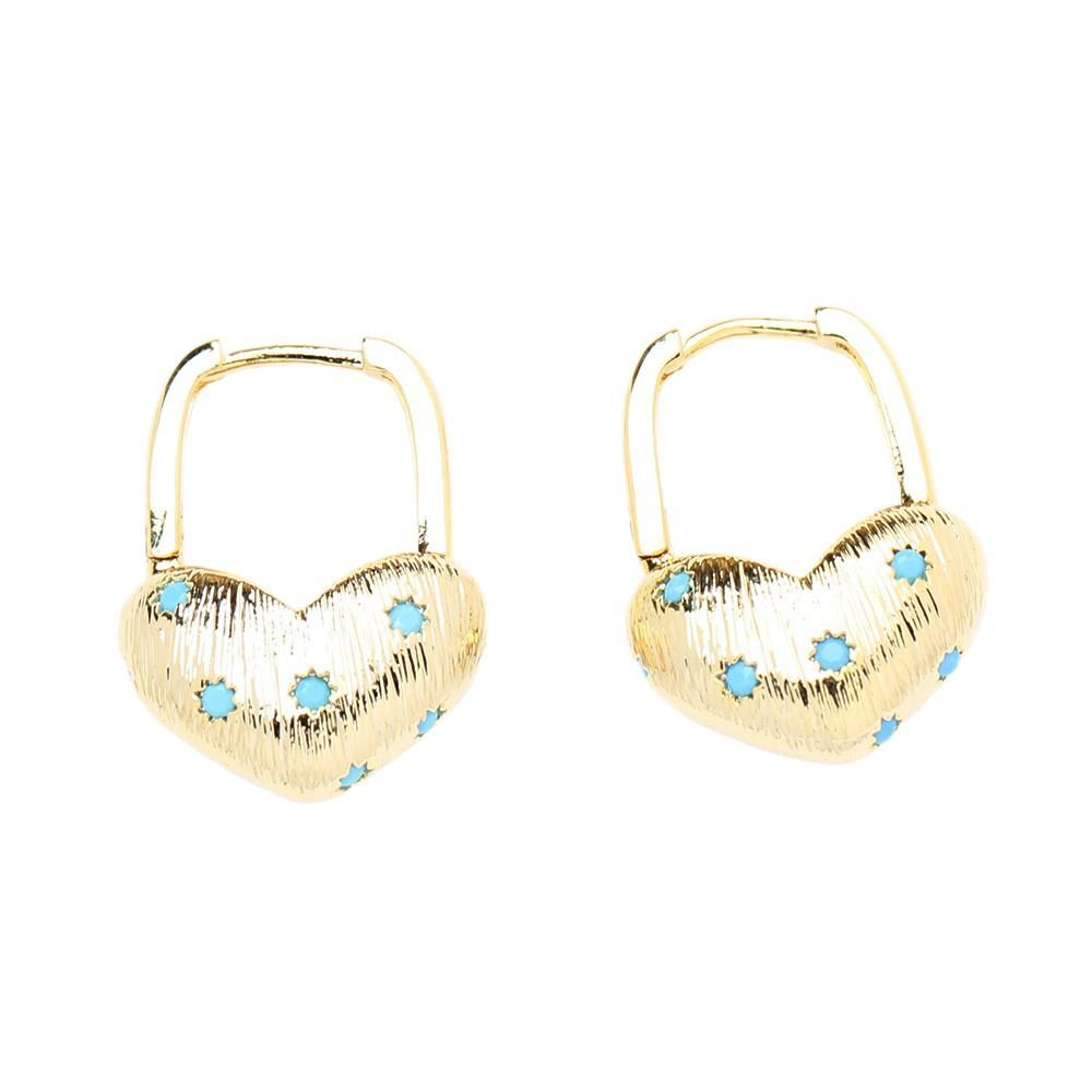 French retro silver brushed love diamond-encrusted ear buckle niche design advanced sense simple personality sweet cool wind earrings