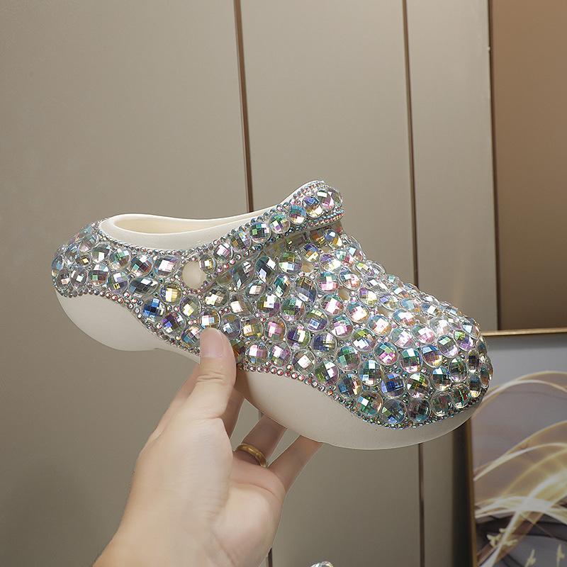 Fashion Women Shoes All-match Personality Fashion Diamond-studded Thick-soled Shoes Heightened Shiny Comfortable Women Sandals