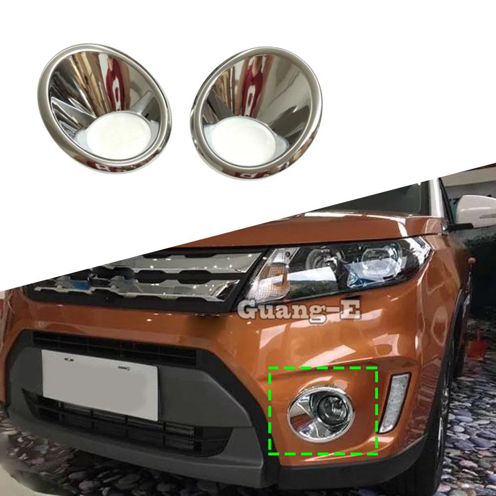 For Suzuki Vitara 2016 2017 2018 2019 2020 Car Front Fog Light Lamp Frame Styling ABS Chrome Cover Trim Part Molding 2PCs