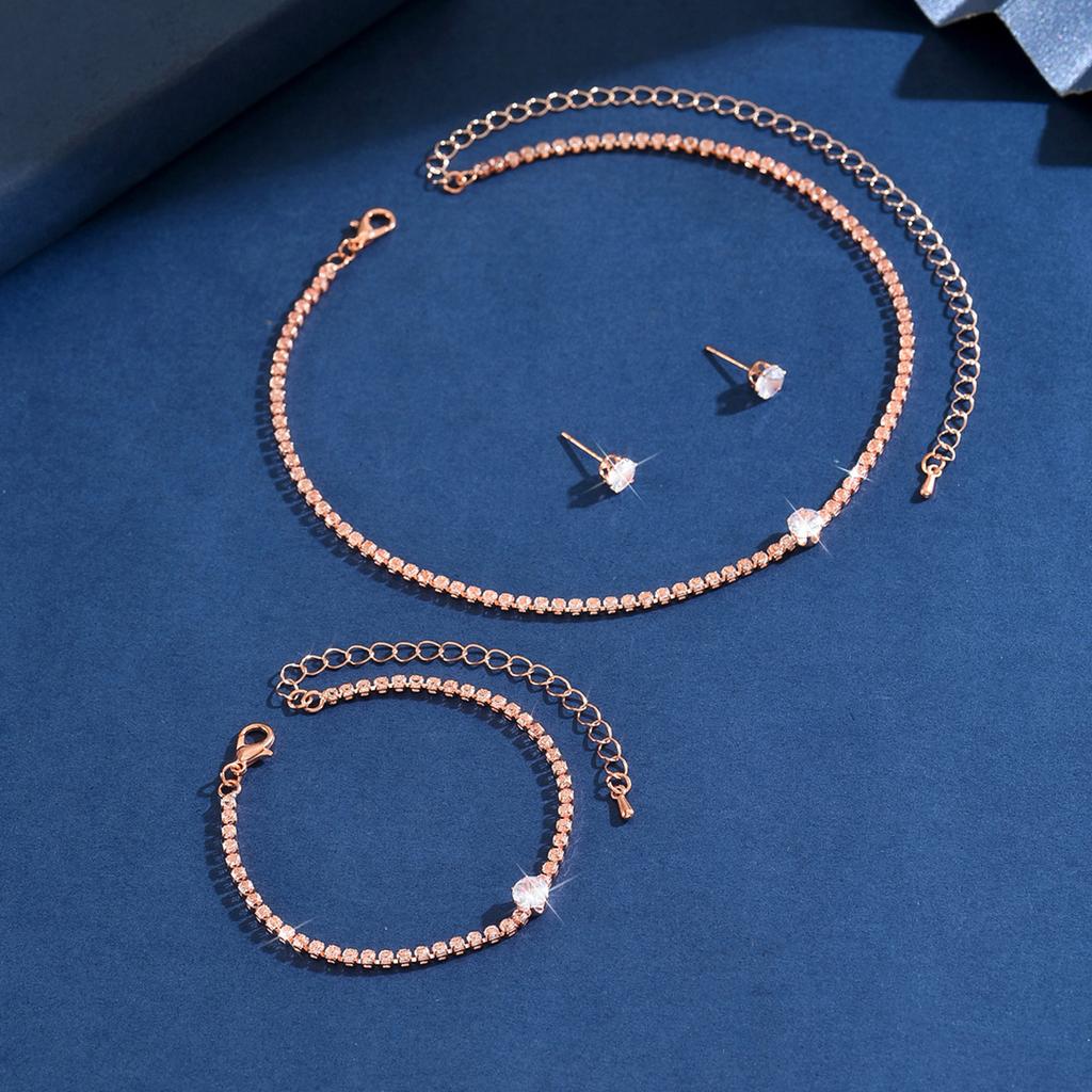Ladies' fashionable, simple and versatile necklace, earring, bracelet, jewelry set suitable for daily wear, holiday gifts