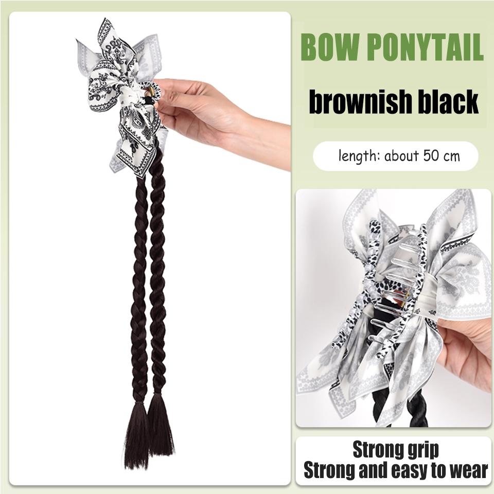 Ponytail Synthetic Wig Rose Feather Grip Female Twist Boxing Braid Feather Rose Grip Low Side Ponytail