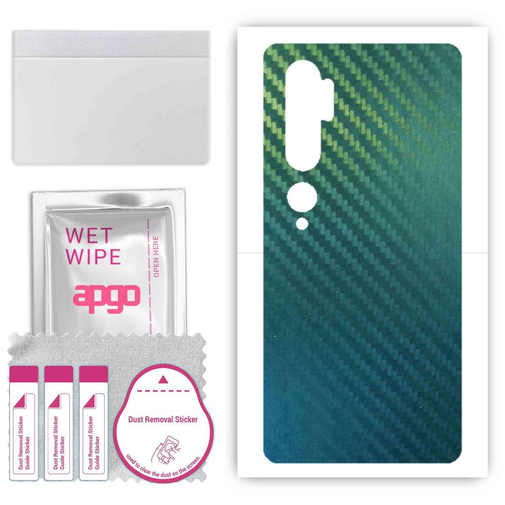 apgo Beskyttende Skin-klistremerke for baksiden kompatibelt med Xiaomi Mi Note 10 Pro, Wrap-folie, Folie, Vinyl - Mønster Karbon Kameleon CAKA1