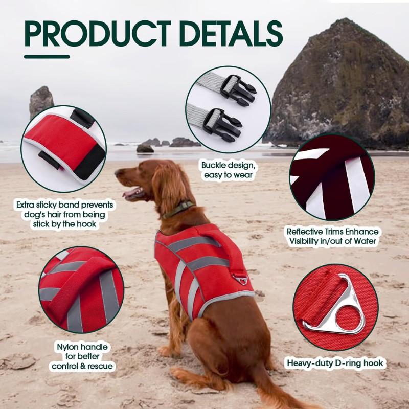 Pet Dog Life Jacket Swimming Outdoor Safety Vest Adjustable Floatation Gear Small To Extra Large Dogs