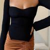 Square Collar Long Sleeve Woman Sweaters Knitted Pullover Wo