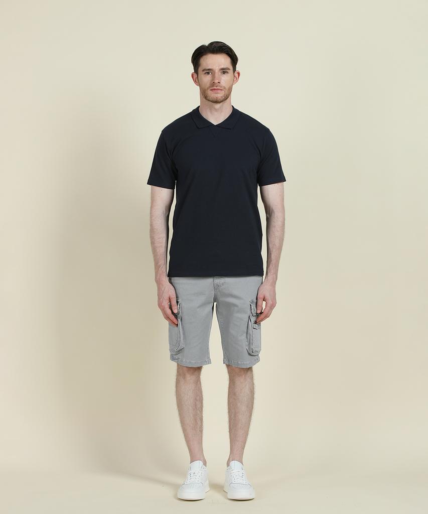 Panicalle Navy Johnny Collar Polo Shirt