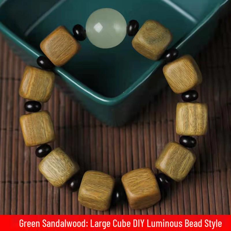 Argentinisches Grünes Sandelholz Buddhistisches Gebetsperlenarmband für Männer und Frauen