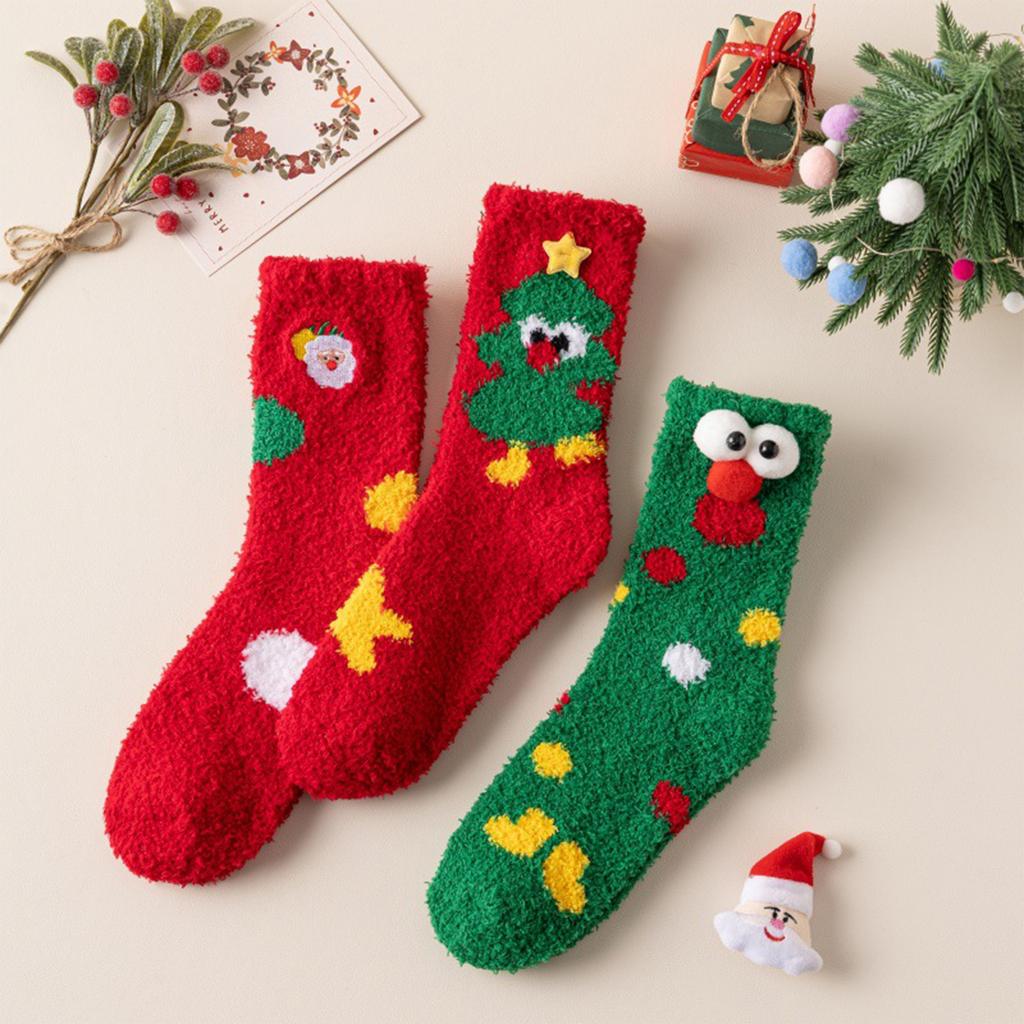 Women's Thick Mid-Calf Christmas Floor Socks for Sleep