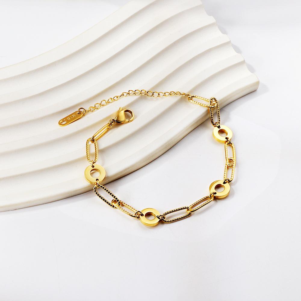 Minimalist Geometric Diamond Inlay Titanium Steel Bracelet Trendy Small Batch Design Jewelry