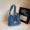 New washed denim retro messenger bag versatile commuter handbag drawstring bundle bag