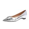 French Temperament Silver Kink Evening Shoes Women's Pointed Head Shallow Mouth Inner Height Increase Single Shoes Wedge Heel Flat Shoes Versatile La