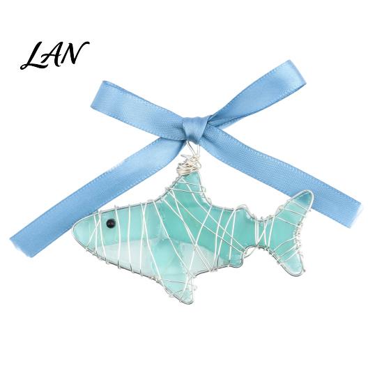 Handcrafted Marine Life Ornaments Handmade Sea Glass Ocean Ornaments, 2D Wire Wrapped Coastal Christmas Tree Decoration, Inspired Hanging Turtle
