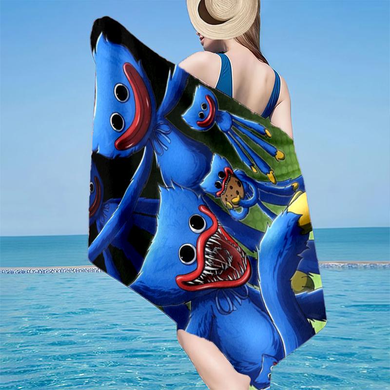 Blue Monster Huggy Family Beach Towel, Super Soft Microfiber, Gift for Her/Him, Birthday, for Pool, Beach, Travel, Home Decor Fan gifts