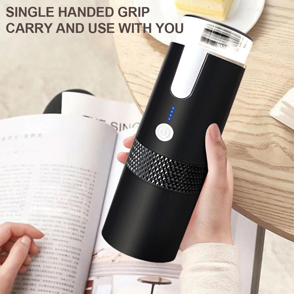 170ML Electric Coffee Machine Portable Ground Coffeer Wireless Compatible with Capsule & Ground Coffee for Camping Travel Hiking
