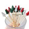 Colorful Christmas Tree Bamboo Toothpicks: Pine Tree Fruit & Decoration Picks, Disposable Skewers
