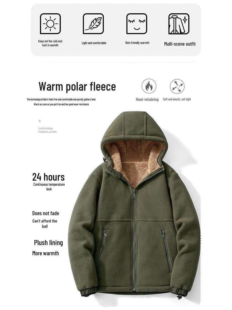 MIIOW Men's Winter Fleece Lined Hooded Cotton Jacket
