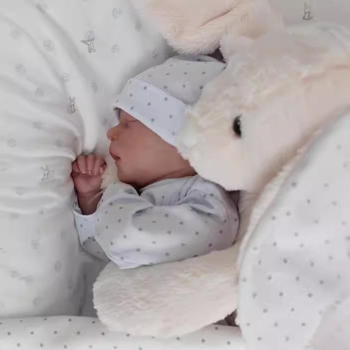 18inch Levi Newborn Baby Doll Darren Reborn Sleeping Soft Silicone Flexible 3D Skin Tone with Visible Veins Hand Paint Hair Doll Toy