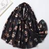 Winter Charming Dachshund Dog Pattern Viscose Shawls Scarf With Glasses- Soft Thick Pashmina Hijab with Playful Kitten Designs