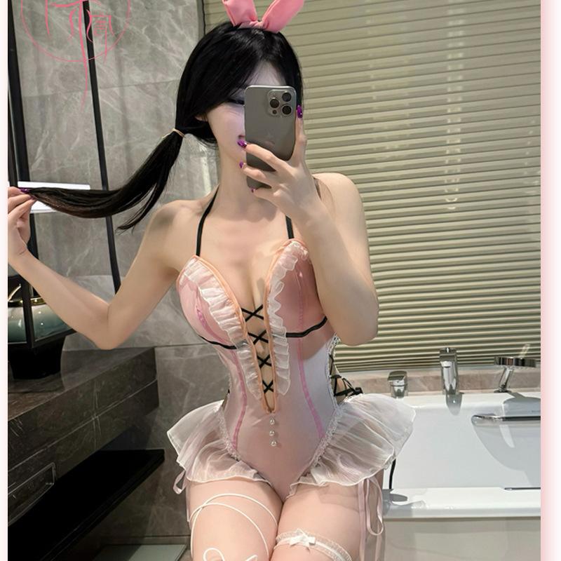 Shen Miao's swimsuit and cute girl theme Naraka: Bladepoint cosplay pink high-cut, youthful, cute, high-end and exquisite one-piece dress