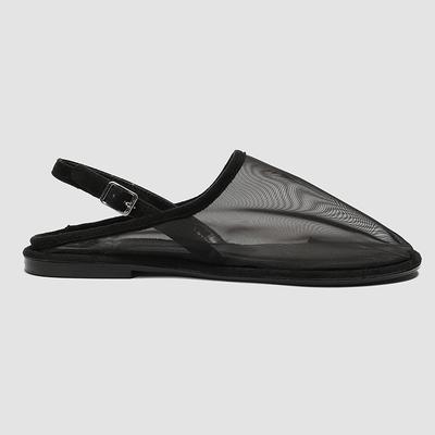 Chaussures pour femmes Tissu en maille Bout rond Talon exposé Semelle plate Mules décontractées Chaussures Maille Respirant Bout Sandales Tongs pour femmes