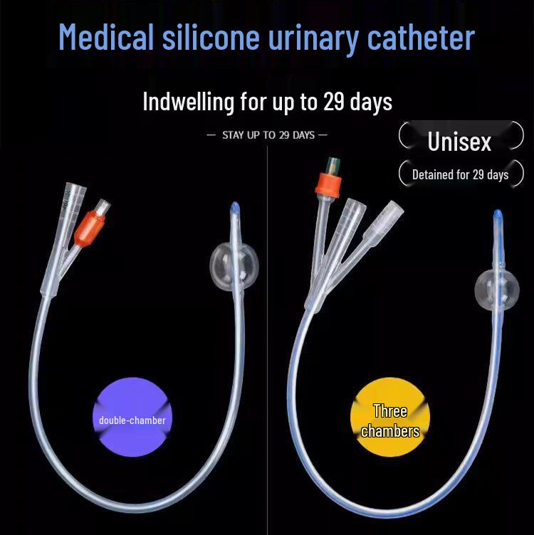 Sterile Silicone Foley Catheter: Double/Triple Lumen with Balloon Connector for Male/Female Bladder Irrigation and Drainage Bag