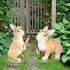 Garden Statues Figurines wearing Garland Decorative Decoration Bunny Resin Sculpture for Tabletop