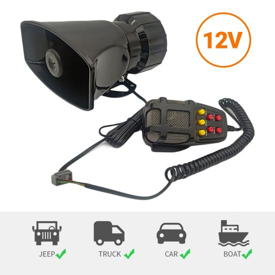 1 Set Car Siren Super Loud Universal 7 Sounds 12V Electric Siren Auto