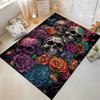 Colorful Skull and Floral Pattern Carpet for Living Room Decor Suitable for use as an anti-slip for living room bedroom sofas