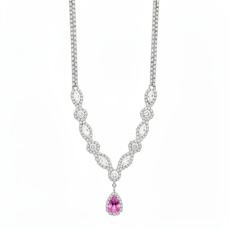 Crystal Tears Silver Necklace with Zircon Water Drop Pendant - Elegant Fashion Clavicle Chain
