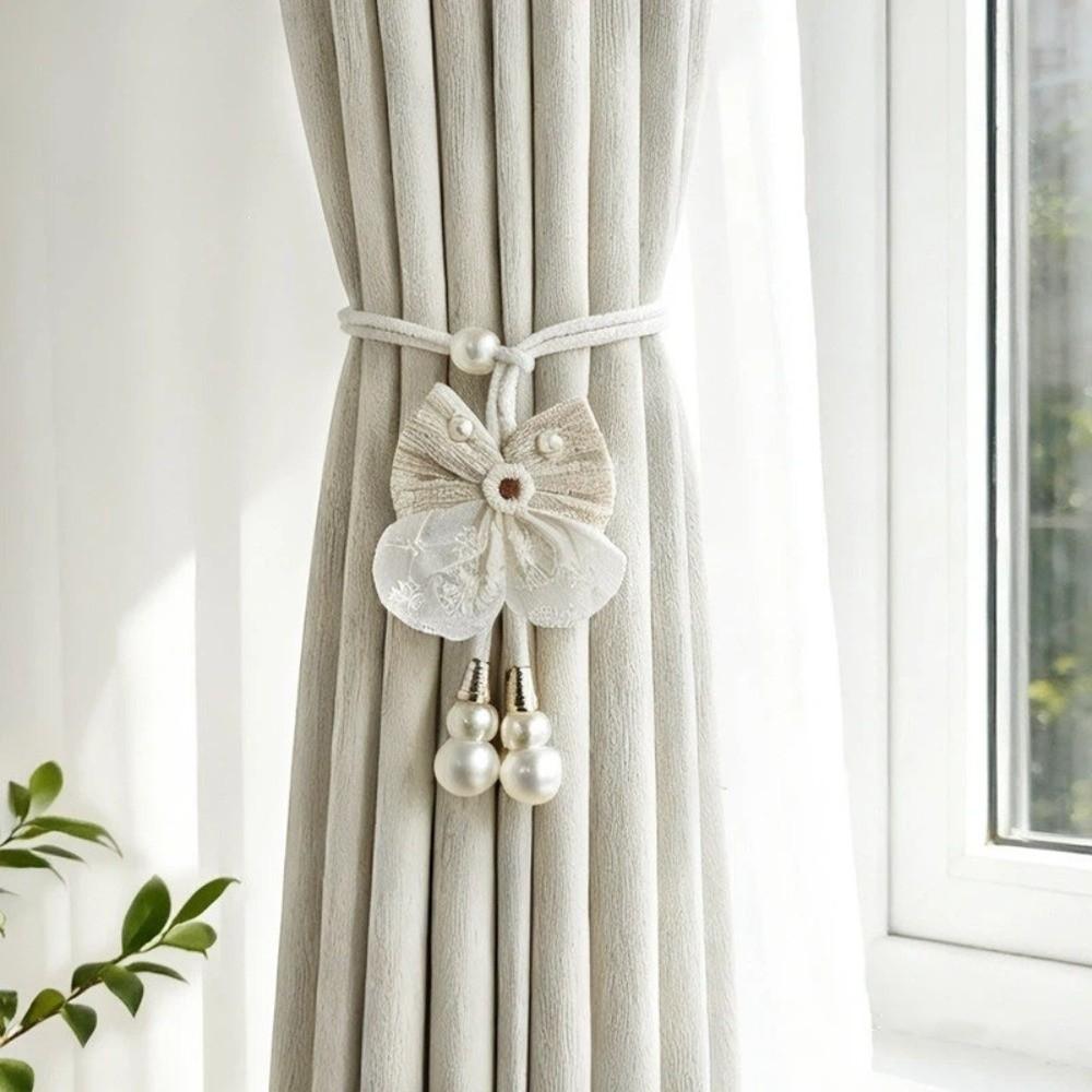 2PCS Romantic Window Curtain Tieback Adjustable Pearl Curtain Buckle Curtain Binding  Living Room