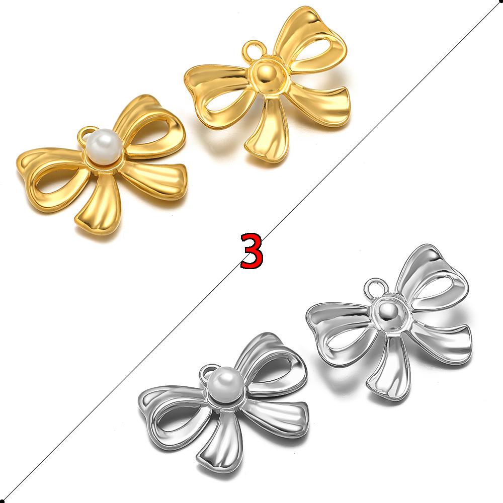 5pcs Stainless Steel Bow Knot Cute Fashion Summer Series Simple Style Pendants for Necklace Earrings Making Handmade DIY Jewelry